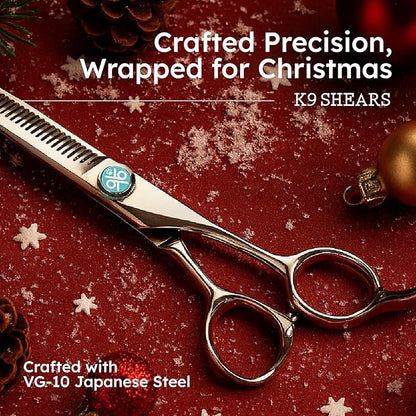 7” Dog Grooming Chunker Scissors – 42 Teeth, VG10 Japanese Steel User-Friendly Pet Thinning Shears | Matte Anti-Glare Finish | Lightweight, Ergonomic, Handcrafted | Thinning Rate 50% | K9 Shears