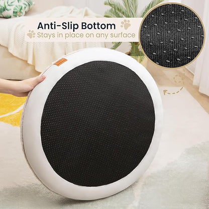 Round Donut Dog Bed – Luxury Orthopedic Dog Beds with Memory Foam – Calming Bolster Pet Bed, Water-Resistant, Washable Plush Cover, Premium Zipper – Small, Medium Dogs & Cats (25 Inches)