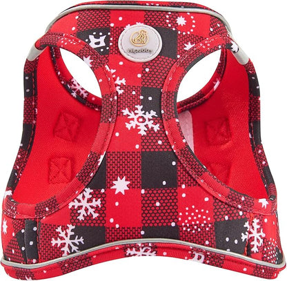 Hipubby Christmas Dog Harness and Leash Set, No Pull Soft Mesh Puppy Harness for Small Medium Dogs, Cats - Step in Reflective Vest Harness for Walking, Training - Christmas Red, L