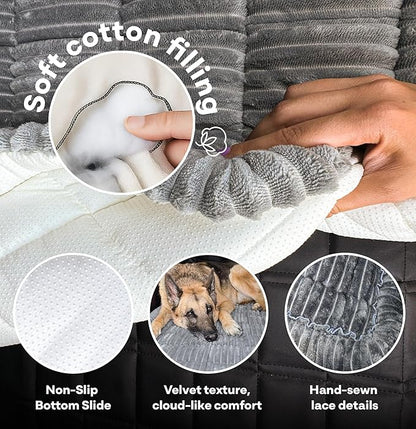 APetsPlanet Dog Bed for Car Back Seat Extender - Non-Slip Backseat Cushion for Dogs - Travel Plush Pet Mat Topper for Cars, Trucks, SUVs - Machine Washable Pad Blanket - Grey, 54" x 24.8"