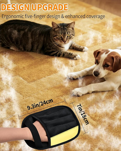 2-Pack Pet Hair Removal Glove for Dogs & Cats, Upgrated Five-Finger Electrostatic Pet Hair Gloves, Reusable Pet Hair Remover Tool for Clothing, Couch, Carpet, Car Seat