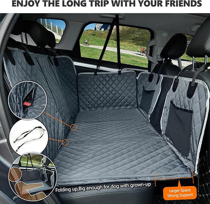 ANOSOSPECIAL Back Seat Extender for Dog,Waterproof Hard Bottom Dog Car Seat Cover for Back Seat Protector,Foldable Camping Pet Hammock Bed,Easy Clean Travelling Accessories Car SUV Truck (Gray)