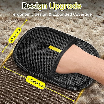 Electrostatic Pet Hair Remover Glove, Reusable Cat Dog Electrostatic Hair Remover Grooming Glove Brush Tool, Suitable for Sofas, Clothing, Carpets, Curtains (Black-2Pcs)