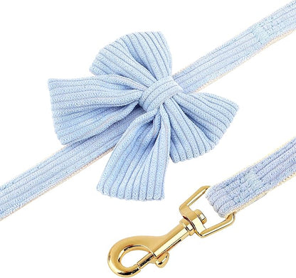 Didog Cute Small Dog Harness Collar and Leash Set with Bowtie, Breathable Soft Mesh Padded Puppy Harness, Dog Harness for Small Dogs Daily Walks Parties, Holiday Gatherings & Gifts, Blue, S