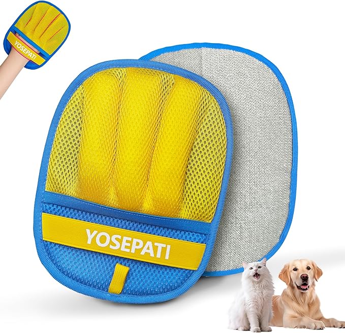 Thickened Ectrostatic Pet Hair Removal Glove for Cat & Dog, Upgraded Five-Finger Reusable Magic Brush Pet Hair Remover Tool for Couch, Clothing, Carpet & Car Seat, Cat Grooming Gloves