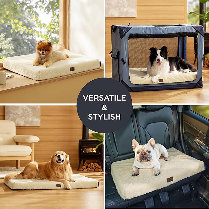 Bedsure Self Warming Dog Beds Large Sized Dog - Comfy Puppy Beds with Removable Washable Cover, Orthopedic Egg Crate Foam Pet Mat, Suitable for Pet Up to 65 lbs (Non Electric)