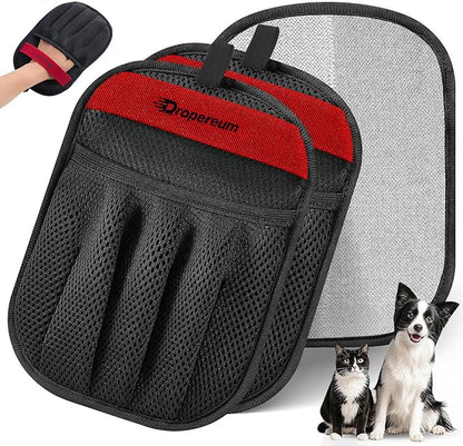 2PC Pet Hair Removal Gloves - Pet Hair Remover Gloves, Upgraded Pet Hair Removal Gloves for Cats & Dogs, Five Finger Electrostatic Reusable Magic Brush for Carpet Clothing Laundry Couch & Car Seat