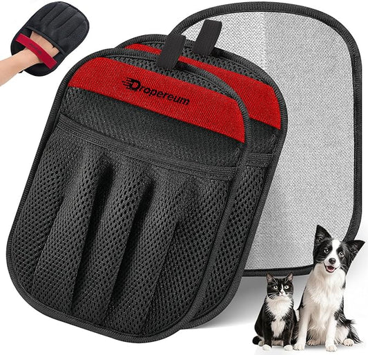 2PC Pet Hair Removal Gloves - Pet Hair Remover Gloves, Upgraded Pet Hair Removal Gloves for Cats & Dogs, Five Finger Electrostatic Reusable Magic Brush for Carpet Clothing Laundry Couch & Car Seat