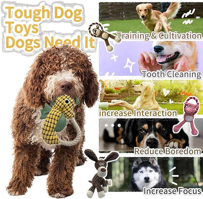 Plush Wrinkled Squeaky Dog Toy,2-Pack The Best Durable Teething Puppy Rope Chew Toy Keeps Them Busy Playing Hide-and-Seek Suitable for Puppy, Medium Dogs and Large Dogs (Green)