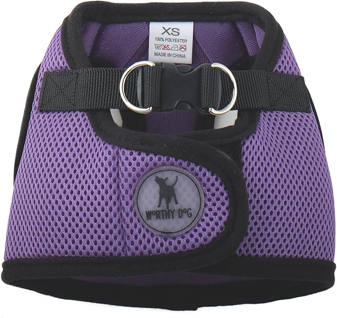 THE WORTHY DOG Step-in Dog Harness for Large Dogs, Comfortable Mesh, Reflective, Strong Hook and Loop Closure, Quick Release Buckle, Purple, X-Large