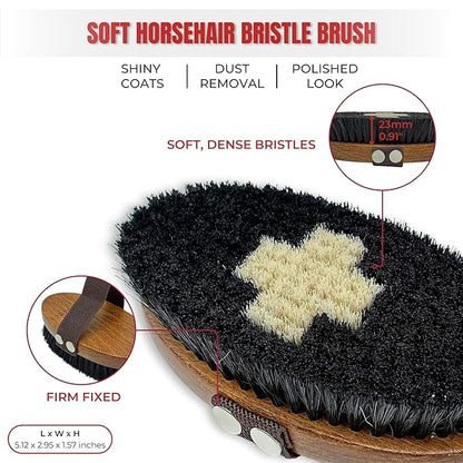 Wooden Pet Grooming Kit for Short-Haired & Double-Coated Dogs Cats Horses- Includes Bristle Brush, Massage Brushes & Deshedding Tools -Dog Brush for Shedding - Best Deshedding Comb - Idea Gift