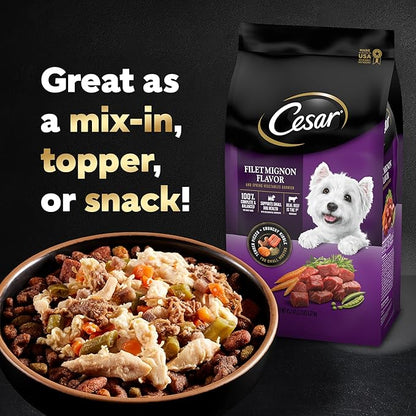 Cesar Simply Crafted Adult Wet Dog Food Toppers for Dry Food, Chicken, Carrots, Barley & Spinach, 1.3 oz Tubs, 10 Count
