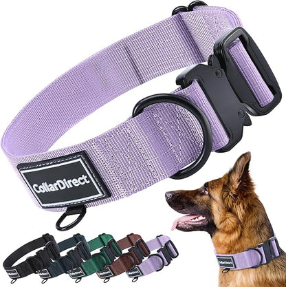 Heavy Duty Dog Collar for Large or Medium Dogs, Adjustable Strong Dog Collar for Active Dogs, Double-Layered Nylon (Lilac, 14-20)