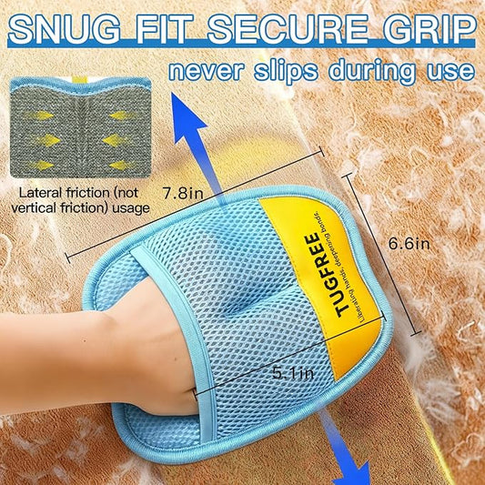 TUGFREE Pet Hair Removal Glove for Dogs & Cats, Electrostatic Magic Brush Grooming & Washable Fur Remover Mitt for Furniture Couch Carpet Clothes Car Seats, 60% More Efficient Pet Hair Remover