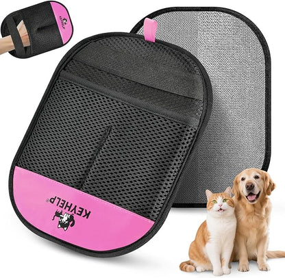 KEYHELP Pet Hair Removal Glove for Dogs & Cats, Newly Upgraded Reusable Electrostatic Pet Hair Glove, Pet Hair Remover Tool for Clothing, Couch, Bed, Carpet, Car Seat（Pink）