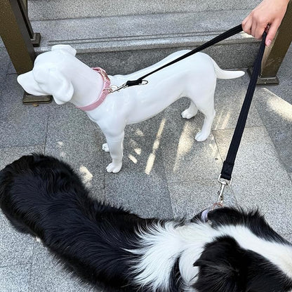 Double Ended Dog Leash,for Obedience Training Easy to Use,Lightweight,Soft for Large and Medium Dogs (Black, 1M*2.5CM)