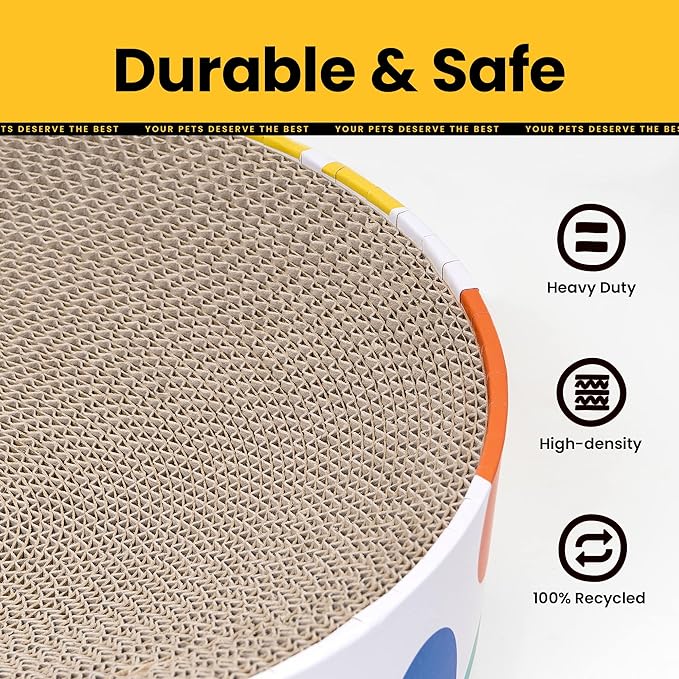 Conlun Cat Scratcher Bed,2 in 1 Oval Cat Scratching Board for Indoor,Scratch Pad Corrugated Cardboard Lounge Bowl Nest Couch Sofas for Kitty Play&Rest,Holiday Birthday Gift with Kittens Toy Fish