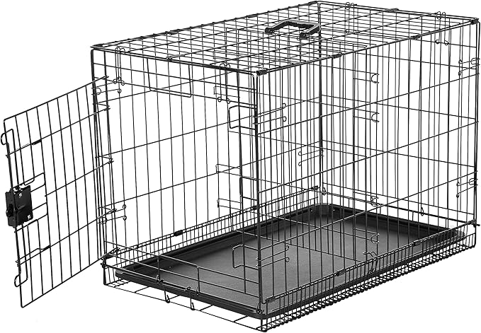 Amazon Basics - Durable, Foldable Metal Wire Dog Crate with Tray, Single Door, 30 x 19 x 21 in, Black