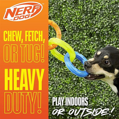 Nerf Dog 11.5in 3-Ring TPR Tug - Blue, Green & Orange