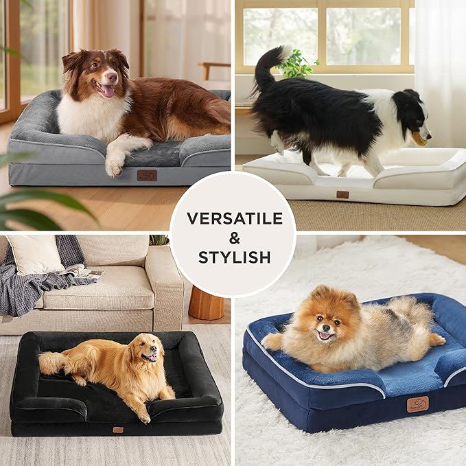 Bedsure XXL Orthopedic Dog Bed for Extra Large Dogs - Washable Giant Dog Cat Bed Waterproof, Comfort Dogs Couch Sofa with Washable Removable Cover, Pet Bed with Nonskid Bottom, Blue Navy, 52"