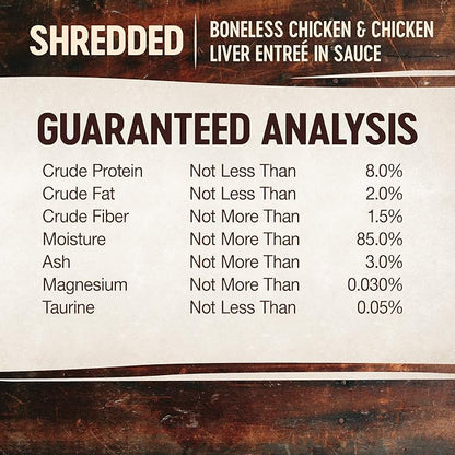Wellness CORE Signature Selects Shredded Adult Wet Cat Food, Natural, Protein-Rich, Grain Free, 2.8 Ounce, 12 Pack (Chicken & Chicken Liver)