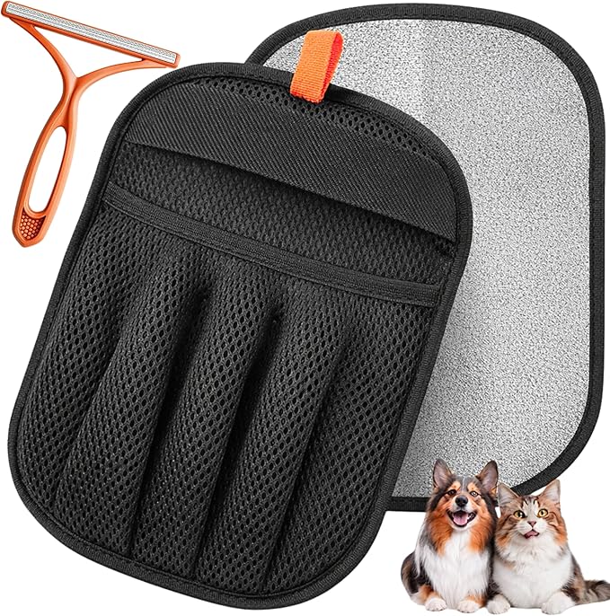 New 2pcs Pet Hair Removal Gloves for Cats & Dogs | Five-Finger Electrostatic Magic Brush for Effortless Pet Hair Remover | Carpet, Sofa, Clothing, Laundry, Couch, Car Seat