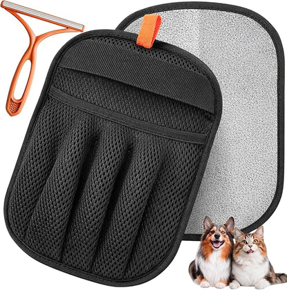 New 2pcs Pet Hair Removal Gloves for Cats & Dogs | Five-Finger Electrostatic Magic Brush for Effortless Pet Hair Remover | Carpet, Sofa, Clothing, Laundry, Couch, Car Seat