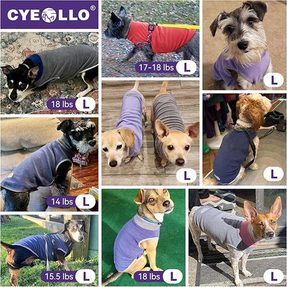 cyeollo 2 Pack Fleece Dog Sweater Pullover Dog Sweatshirt Reflective Lightweight Sweaters Doggie Clothes for Small Dogs Boy Girl Pet Apparel Blue, Mist Blue, L