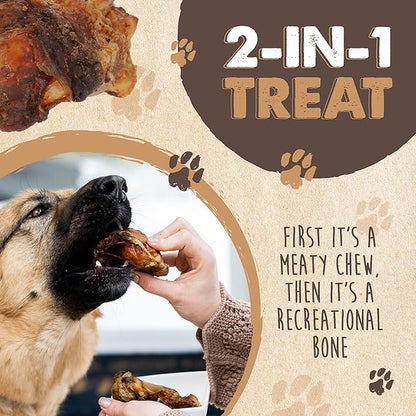Mighty Paw Naturals Dog Bones - Cow Knee Caps & Knuckle Bones for Dogs (8 Pack) | 100% Natural Beef Knee Caps, Meaty Pet Treat