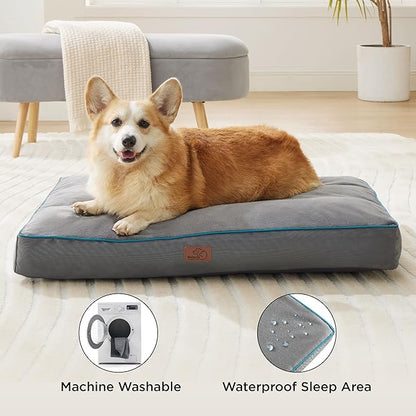Bedsure Washable Dog Beds Large Sized Dog - 3 Inch Thicken Up to 80lbs Pet Mat Pillows with Removable Washable Cover, Green