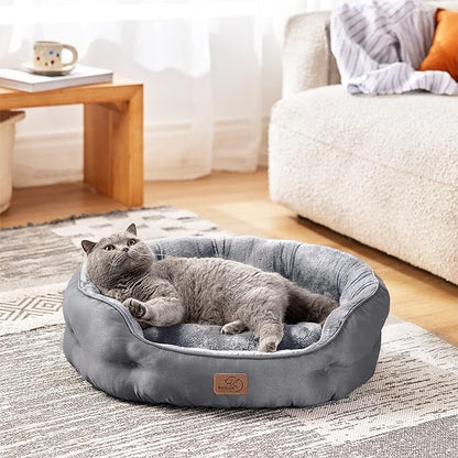 Bedsure Dog Beds for Small Dogs - Round Cat Beds for Indoor Cats, Washable Pet Bed for Puppy and Kitten with Slip-Resistant Bottom, 25 Inches, Grey