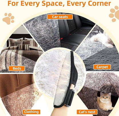 MMGOPET Pet Hair Remover Glove for Cats & Dogs, Patented Adjustable Strap, Reusable Five-Finger Grooming Glove, Non-Slip Fit, Removes Pet Hair from Couch, Carpet, Laundry & Car Seat, 2 Pcs