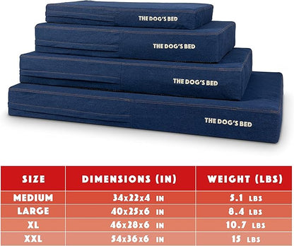 The Dog’s Bed Orthopedic Memory Foam Dog Bed, Large Blue Denim, Pain Relief for Arthritis, Hip & Elbow Dysplasia, Post Surgery, Lameness, Supportive, Waterproof Washable Cover, Veterinary Approved