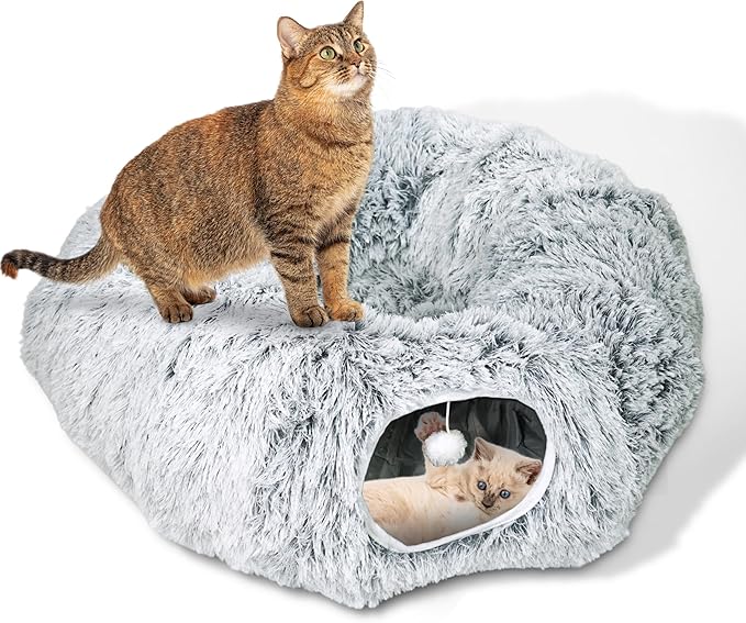 MODAELITE Circular Cat Tunnel for Indoor Cat - Indoor Cat Tunnel -Kitty Tunnel - Cats Toy - Grey