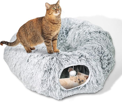 MODAELITE Circular Cat Tunnel for Indoor Cat - Indoor Cat Tunnel -Kitty Tunnel - Cats Toy - Grey