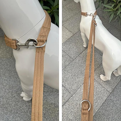 Dog Leash-Multifunctional Double Ended,for Obedience Training Or Distance Work Easy to Use,Lightweight,Soft&Durable Convertible Hands Free,Crossbody,Over Shoulder (Light Military Tan, 2M*2.5CM)
