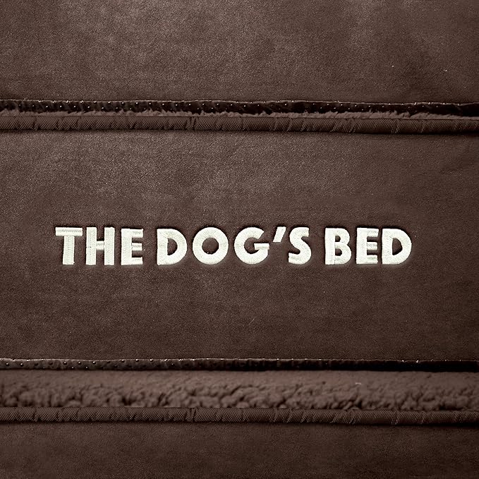 The Dog’s Bed Orthopedic Dog Bed XL Dark Brown Plush 43.5x34, Premium Memory Foam, Pain Relief: Arthritis, Hip & Elbow Dysplasia, Post Surgery, Lameness, Veterinary Approved, Waterproof Washable Cover