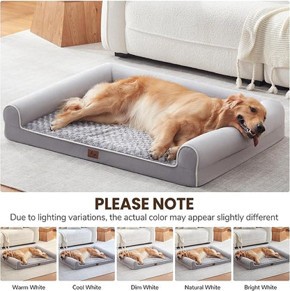 Warmrest Large Dog Beds Large Sized Dogs 45x35x7 Inch, Orthopedic XXL XL Dog Bed for Medium Size Dogs, Big Waterproof Couch Sofa with Removable Washable Cover for Pet, Light Grey