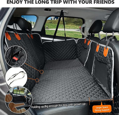 ANOSOSPECIAL Back Seat Extender for Dog,Waterproof Hard Bottom Dog Car Seat Cover for Back Seat Protector,Foldable Pet Hammock Bed,Easy Clean Travelling Accessories Car SUV Truck (Black)