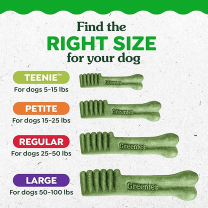 Greenies Veterinarian-Recommended Adult Natural Dental Dog Treats Teenie Size, Original Flavor, (4) 65 ct Packs (260 Treats)