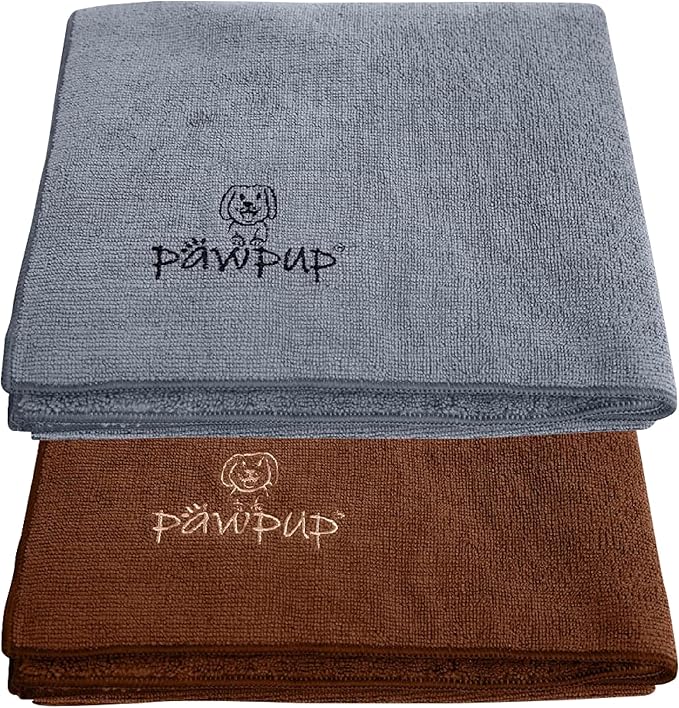 Dog Towels for Drying Dogs Super Absorbent Microfiber Pet Grooming Towel for Dogs, Cats and Other Pets (40 x 24 Inches, Brown and Grey)