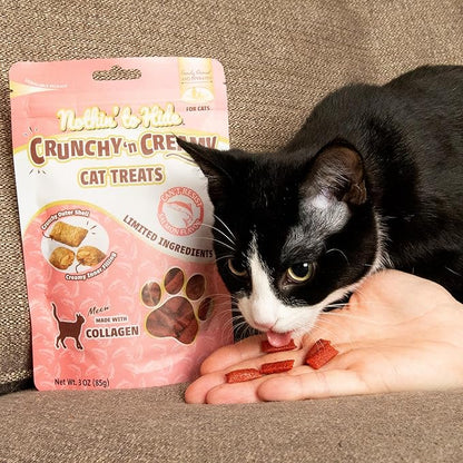 Fieldcrest Farms Nothin’ to Hide Collagen Cat Treats – Crunchy & Creamy Cat Snacks, High-Protein Healthy Treats for Skin, Coat & Joint Support, Salmon Flavor, 3 oz. Bag