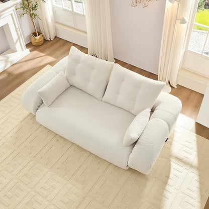 KEIKI 78.7" Foldable Human Dog Bed, 3-in-1 Multi-Functional Sofa Bed with Teddy Fabric & Foam Filling, Sleeper Sofa for Living Room, Guest Room, or Playroom, Beige