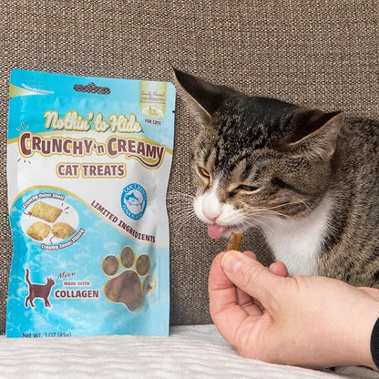 Fieldcrest Farms Nothin’ to Hide Collagen Cat Treats – Crunchy & Creamy Cat Snacks, High-Protein Healthy Treats for Skin, Coat & Joint Support, Tuna Flavor, 3 oz. Bag