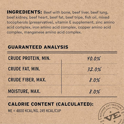 Vital Essentials Freeze-Dried Raw Dog Food, Beef Crunchy Mini Nibs | Complete Meal or Mixer | High Protein Dog Food | 14 oz