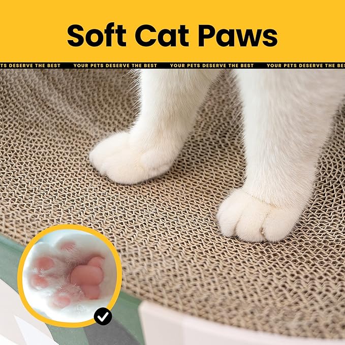 Conlun Cat Scratcher Cardboard,2 in 1 Oval Cat Scratch Pad Bowl for Indoor Kitty Grinding Claw,Round Kittens Scratching Board Corrugated Lounge Pet Beds&Furniture Protector for Couch&Carpets&Sofas