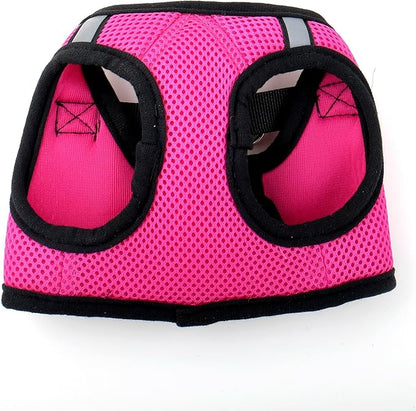 THE WORTHY DOG Step-in Dog Harness for Small Dogs, Comfortable Mesh, Reflective, Strong Hook and Loop Closure, Quick Release Buckle, Pink, Small
