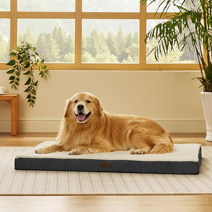 Bedsure XL Dog Beds Large Sized Dog -Comfy Flat Extra Large Pet Beds with Removable Washable Cover, Orthopedic Egg Crate Foam Mat, Suitable for Pet Up to 100 lbs