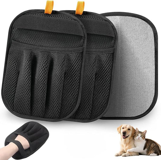 Pet Hair Removal Gloves (2-Pack) - Reusable, Anti-Static & Washable for Furniture, Car, Clothing & Pet Beds - Effortless Cat & Dog Hair Remover for Home