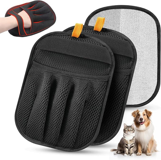 Salhap 2Pcs Pet Hair Removal Glove for Cats & Dogs, 2025 Newly Upgraded Five-Finger Electrostatic Pet Hair Gloves, Reusable Pet Hair Remover Tool for Laundry, Couch, Carpet, Car Seat